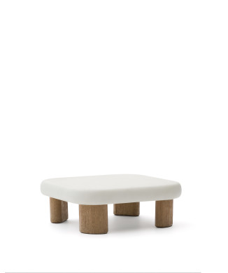 Table basse Labra en béton et bois d'acacia, 80 x 80 cm
