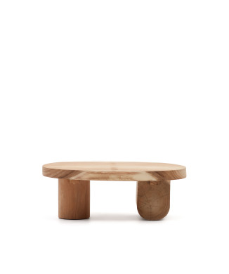 Table basse Mosi en bois de mungour massif Ø 90 x 60 cm