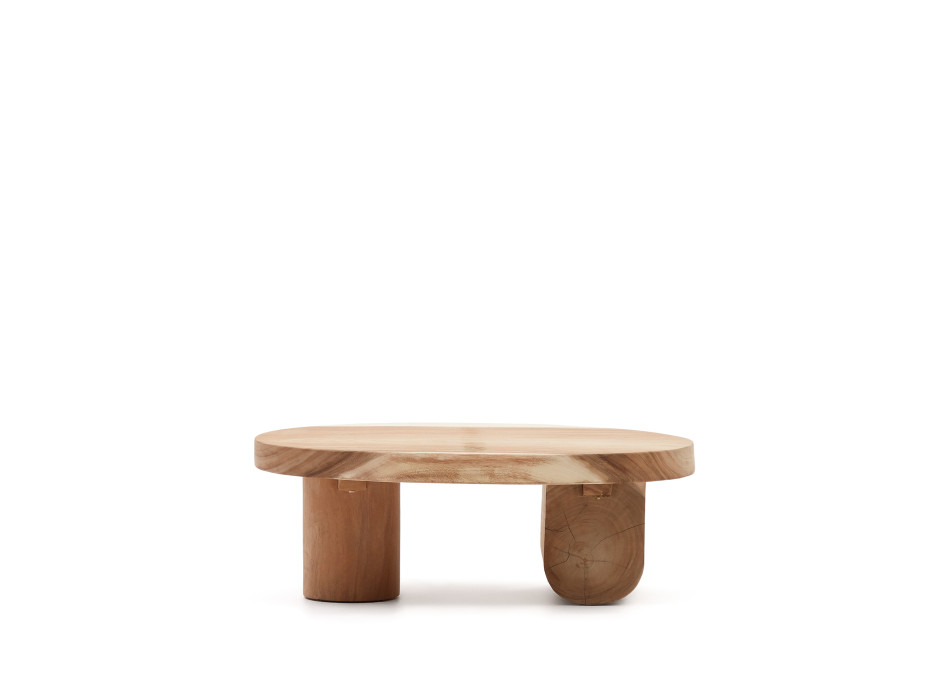 Table basse Mosi en bois de mungour massif Ø 90 x 60 cm