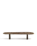 Table basse Pirita en marbre brun et pieds en chêne massif avec finition