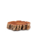 Table basse Tavine en bois d'acacia blanchi massif avec roulettes Ø65 cm