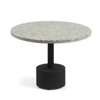 Table basse Delano en terrazzo gris et pieds en acier