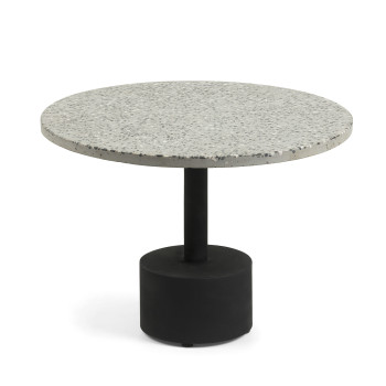 Table basse Delano en terrazzo gris et pieds en acier finition noire Ø 55 cm