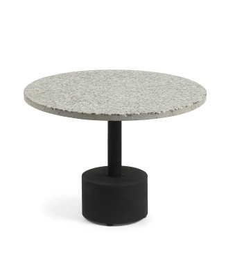 Table basse Delano en terrazzo gris et pieds en acier finition noire Ø 55 cm