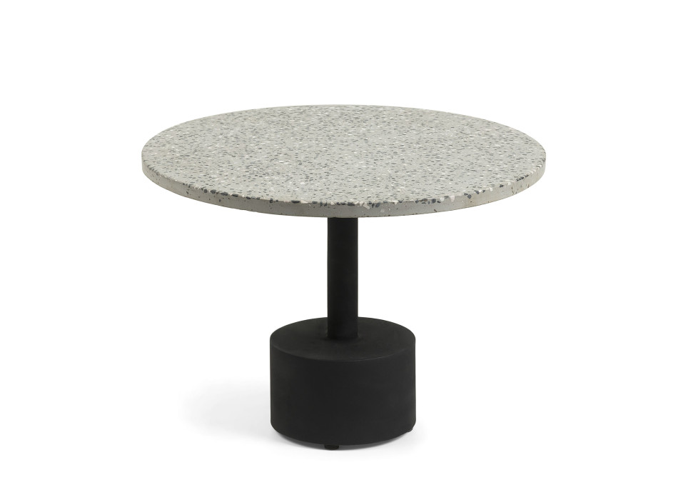 Table basse Delano en terrazzo gris et pieds en acier finition noire Ø 55 cm