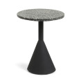 Table basse Delano en terrazzo noir et pieds en acier finition noire Ø 40 cm