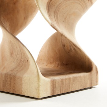 Table basse Hakon en bois massif de Mungur avec plateau intérieur