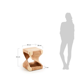 Table basse Hakon en bois massif de Mungur avec plateau intérieur