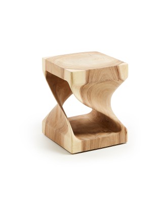Table basse Hakon en bois massif de Mungur avec plateau intérieur