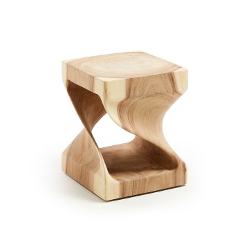 Table basse Hakon en bois massif de Mungur avec plateau intérieur