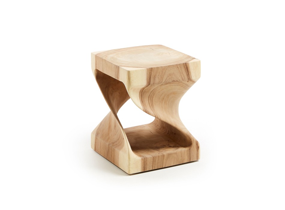 Table basse Hakon en bois massif de Mungur avec plateau intérieur