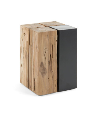 Table basse Kwango en bois de teck massif et métal 29 x 29 cm