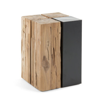 Table basse Kwango en bois de teck massif et métal 29 x 45 cm