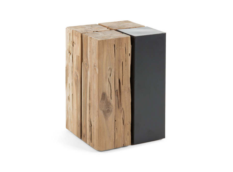 Table basse Kwango en bois de teck massif et métal 29 x 45 cm