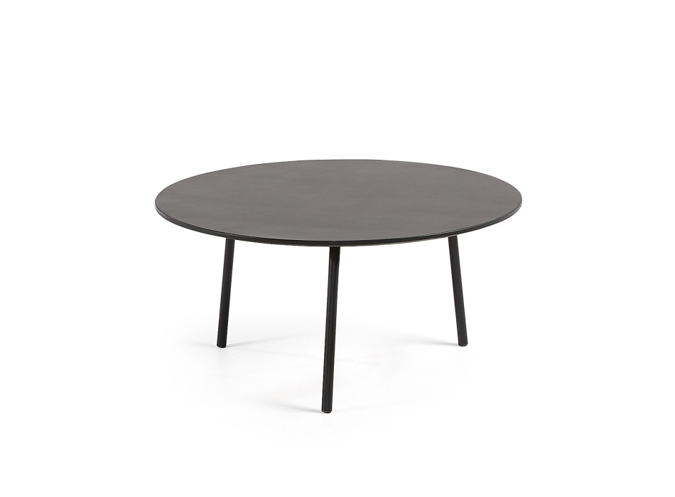 Table basse Mathis en fibrociment avec pieds en acier finition noire Ø 70 cm
