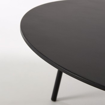 Table basse Mathis en fibrociment avec pieds chaton et pieds en acier noir Ø