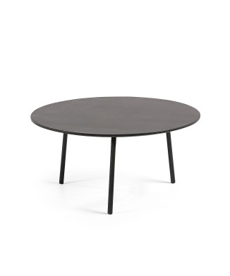 Table basse Mathis en fibrociment avec pieds chaton et pieds en acier noir Ø