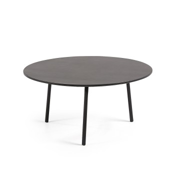 Table basse Mathis en fibrociment avec pieds chaton et pieds en acier noir Ø