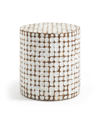 Table basse Necoco en bois de manguier massif et coques de noix de coco Ø 40 cm