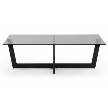Table basse Plam 120 x 70 cm verre noir gris fumé