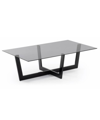 Table basse Plam 120 x 70 cm verre noir gris fumé