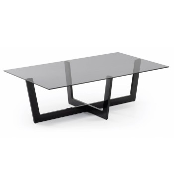 Table basse Plam 120 x 70 cm verre noir gris fumé