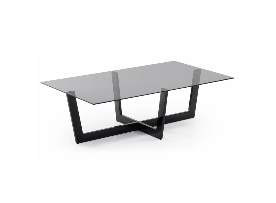 Table basse Plam 120 x 70 cm verre noir gris fumé