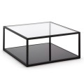 Table basse carrée Blackhill 80 x 80 cm verre noir transparent