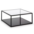 Table basse carrée Blackhill 80 x 80 cm en verre noir transparent