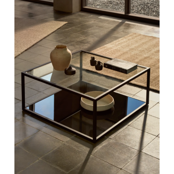 Table basse carrée Blackhill 80 x 80 cm en verre noir transparent