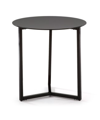 Table basse Raeam en verre trempé et acier finition noire