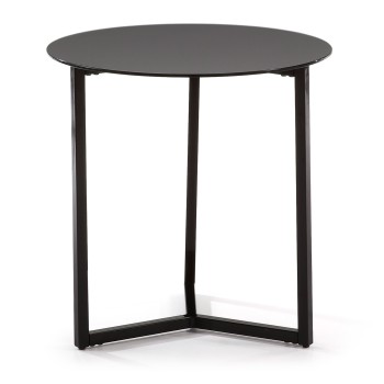 Table basse Raeam en verre trempé et acier finition noire