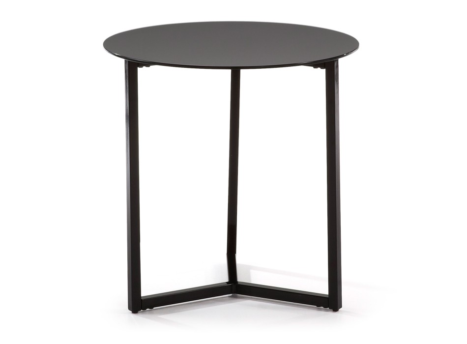 Table basse Raeam en verre trempé et acier finition noire