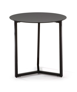 Table basse Raeam en verre trempé et acier finition noire Ø 50 cm