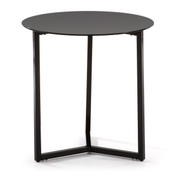 Table basse Raeam en verre trempé et acier finition noire Ø 50 cm