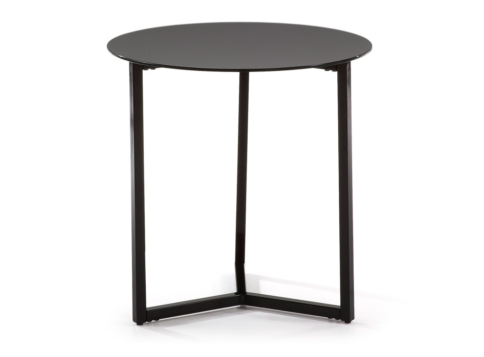 Table basse Raeam en verre trempé et acier finition noire Ø 50 cm