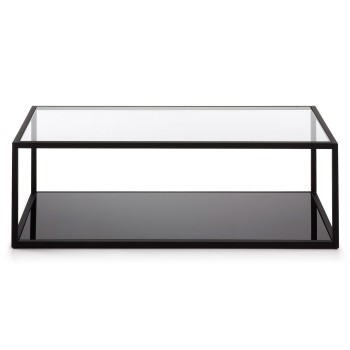 Table basse rectangulaire Blackhill 110 x 60 cm, verre transparent noir