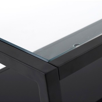 Table basse rectangulaire Blackhill 110 x 60 cm, verre transparent noir