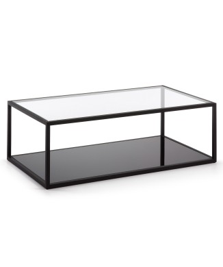 Table basse rectangulaire Blackhill 110 x 60 cm, verre transparent noir