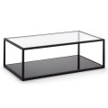 Table basse rectangulaire Blackhill 110 x 60 cm verre noir transparent