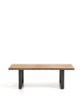 Table basse Uxue en bois d'acacia massif et pieds en acier noir 130 x 64 cm