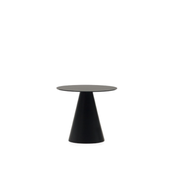 Table basse Wilshire en verre trempé et métal finition peinte en noir, Ø 50 cm