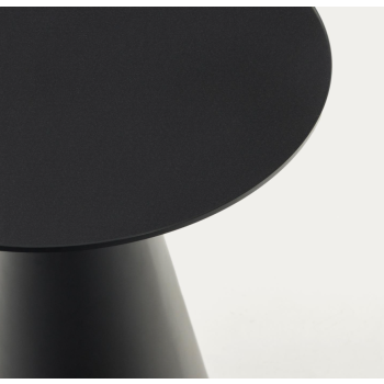 Table basse Wilshire en verre trempé et métal finition peinte en noir, Ø 50 cm