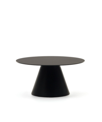 Table basse Wilshire en verre trempé dépoli et acier peint Ø80cm