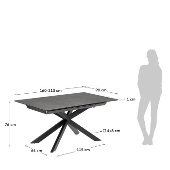 Table extensible Atminda 160 (210) x 90 cm en porcelaine
