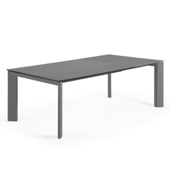 Table extensible Axis en porcelaine Roca Vulcano avec pieds gris foncé 160 (220) cm