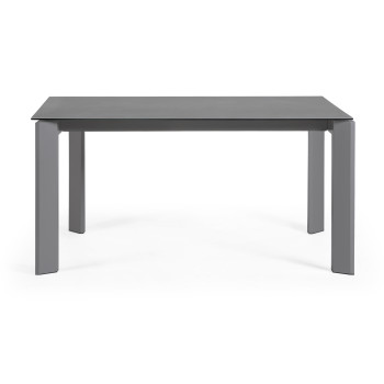 Table extensible Axis en porcelaine Roca Vulcano avec pieds gris foncé 160 (220) cm