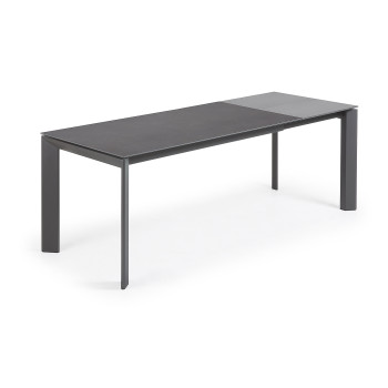 Table extensible Axis en porcelaine Roca Vulcano avec pieds gris foncé 160 (220) cm