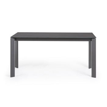 Table extensible Axis en porcelaine Roca Vulcano avec pieds gris foncé 160 (220) cm