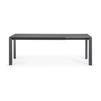 Table extensible Axis en porcelaine Roca Vulcano avec pieds gris foncé 160 (220) cm